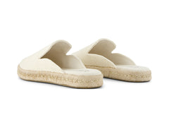 Santiago Mule Natural Undyed Metallic Linen Stripe