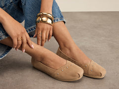Alpargata Ballet Mid Taupe Microsuede Studs
