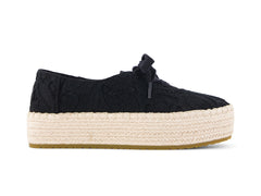 Valencia Lace Up Black Floral Crochet