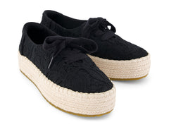 Valencia Lace Up Black Floral Crochet