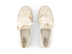 Carolina Lace Up Natural Undyed Embroidered Metallic Palm Trees
