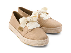 Carolina Lace Up Bronze Metallic Crosshatch Suede