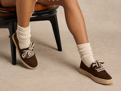 Carolina Lace Up Hot Cocoa Brushed Twill Deco Stitch
