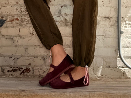 Alpargata Mary Jane Dark Burgundy Premium Velvet