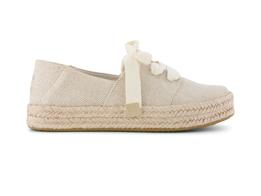 Carolina Lace Up Champagne Glimmer Slub Canvas