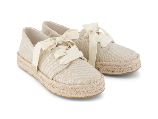 Carolina Lace Up Champagne Glimmer Slub Canvas