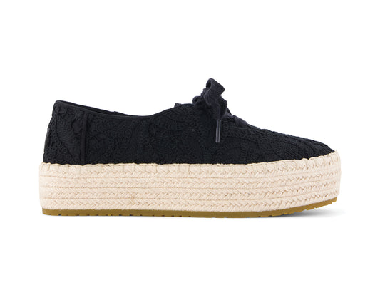 Valencia Lace Up Black Floral Crochet
