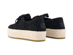 Valencia Lace Up Black Floral Crochet