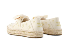 Carolina Lace Up Natural Undyed Embroidered Metallic Palm Trees
