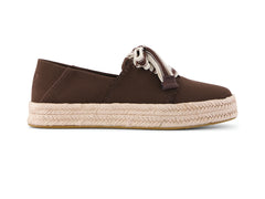Carolina Lace Up Hot Cocoa Brushed Twill Deco Stitch